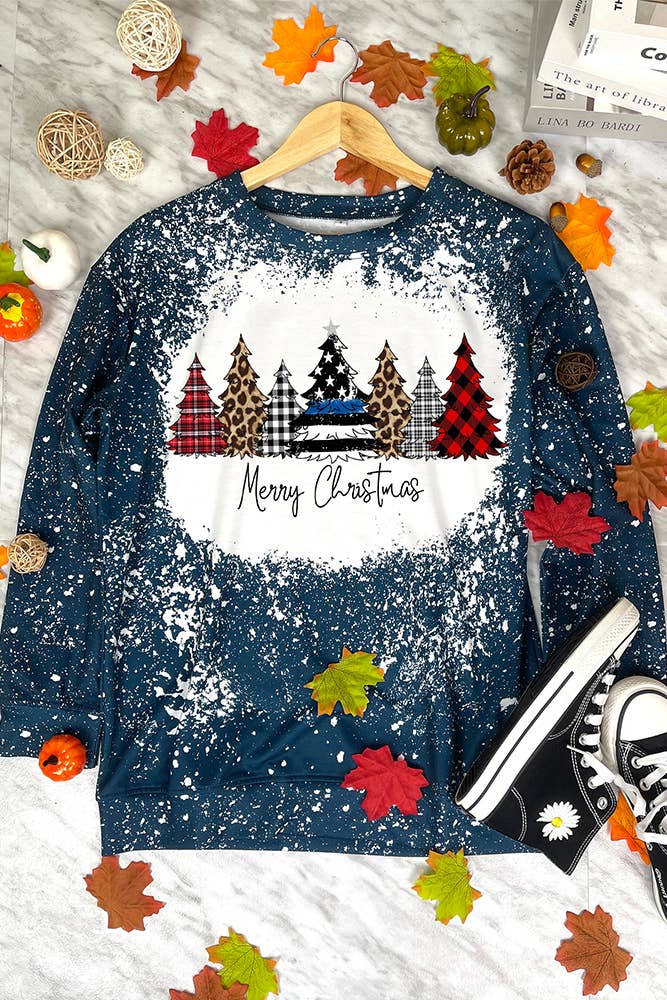 Chrismas Tree Print Long Sleeve Top Women