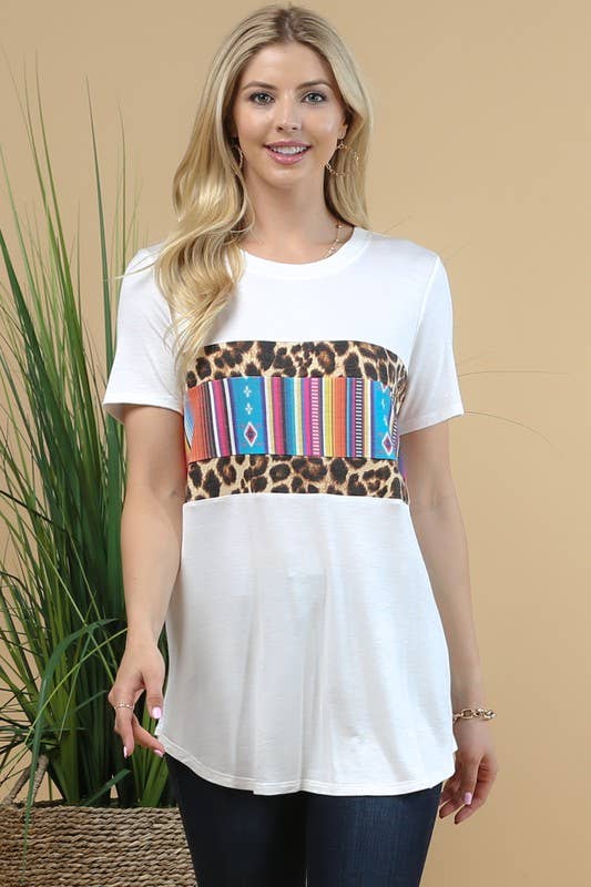 PHOEBE LEOPARD PRINT SERAPE TOP