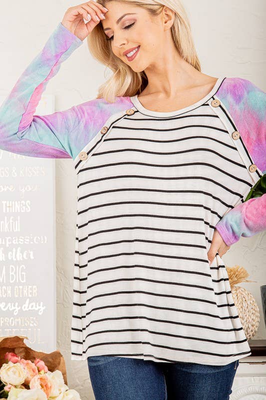 LONG SLEEVE ROUND NECK MULTI COLOR TIE DYE