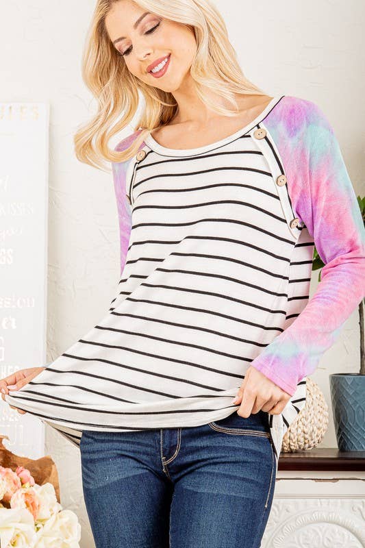 LONG SLEEVE ROUND NECK MULTI COLOR TIE DYE