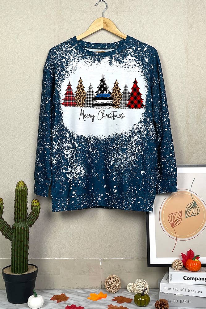 Chrismas Tree Print Long Sleeve Top Women