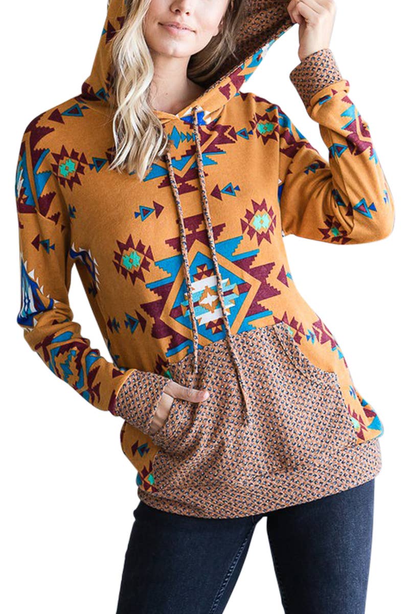 Aztec Print Hoodie Top