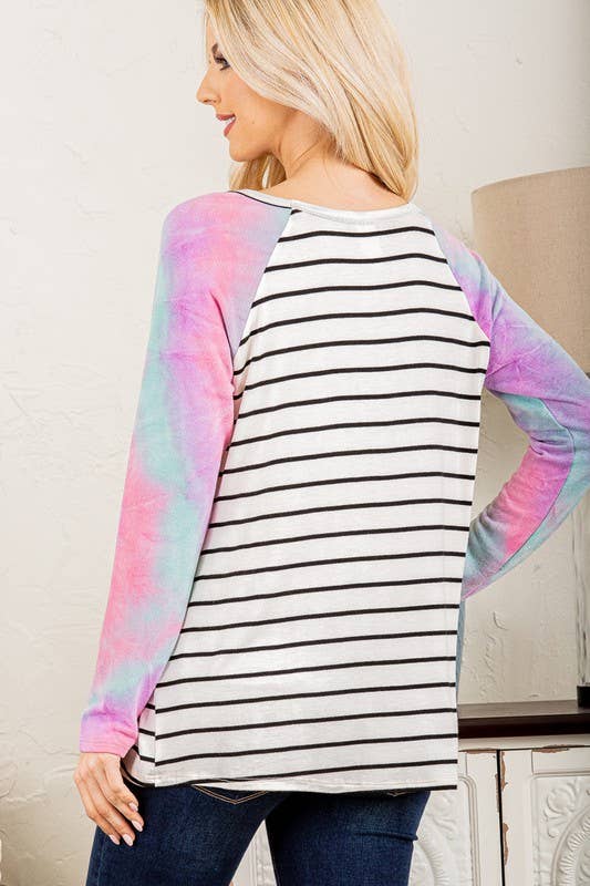 LONG SLEEVE ROUND NECK MULTI COLOR TIE DYE
