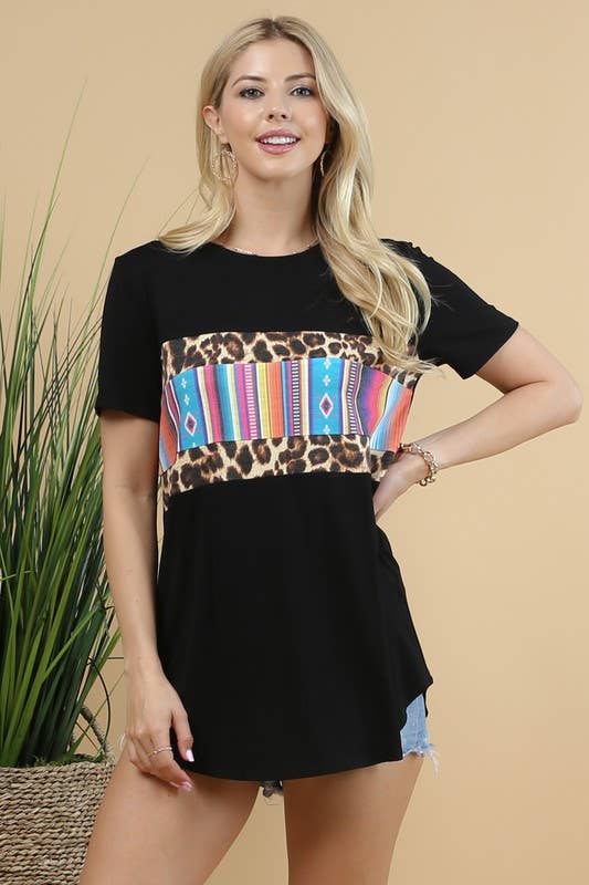 PHOEBE LEOPARD PRINT SERAPE TOP