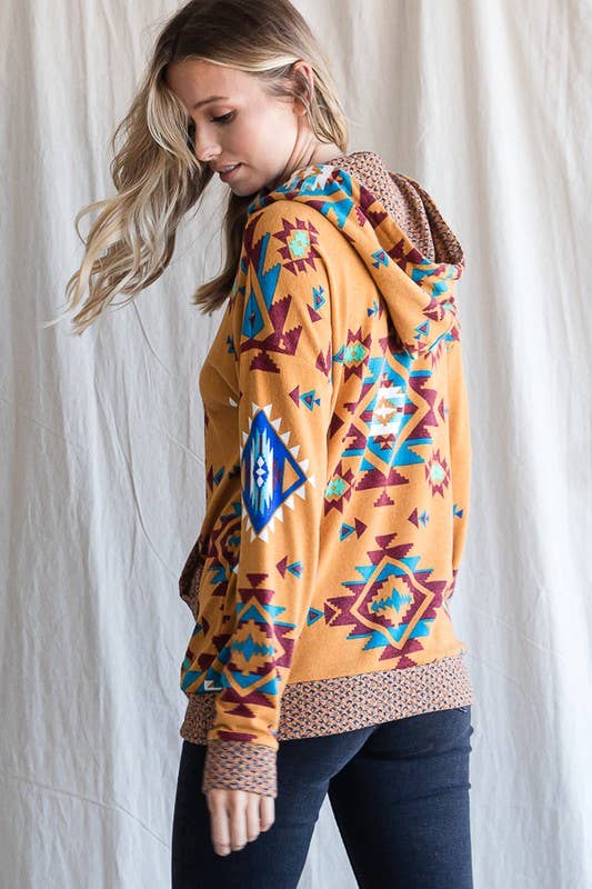 Aztec Print Hoodie Top