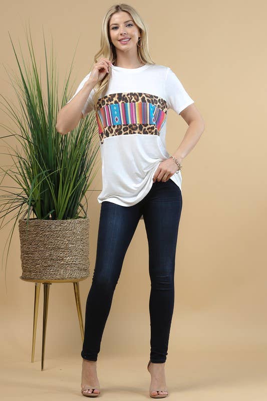 PHOEBE LEOPARD PRINT SERAPE TOP