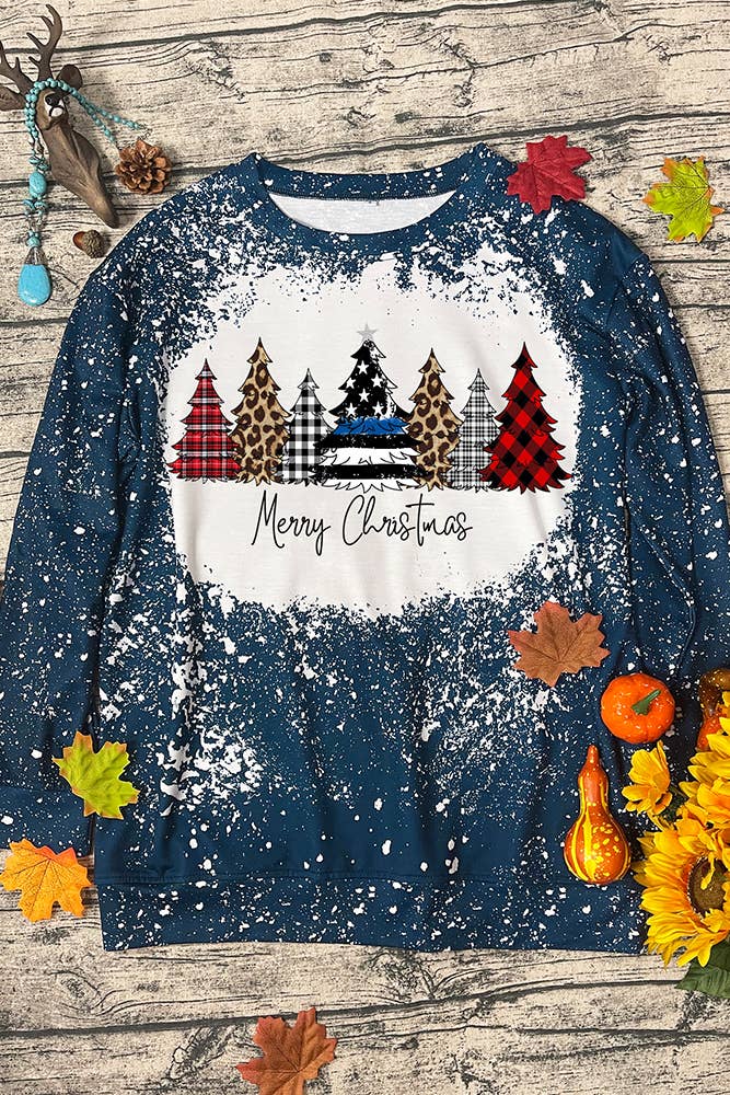 Chrismas Tree Print Long Sleeve Top Women