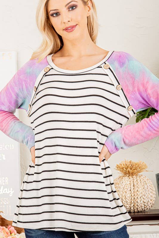 LONG SLEEVE ROUND NECK MULTI COLOR TIE DYE