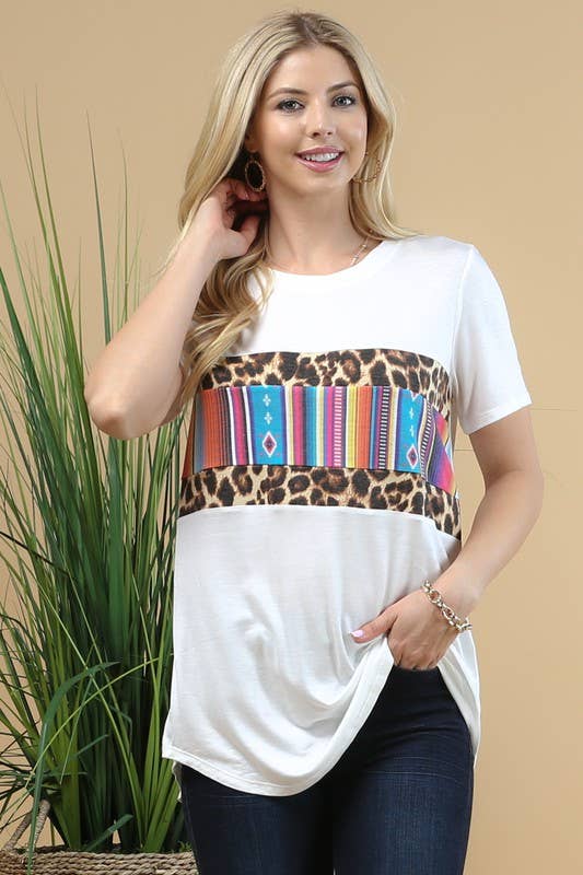 PHOEBE LEOPARD PRINT SERAPE TOP