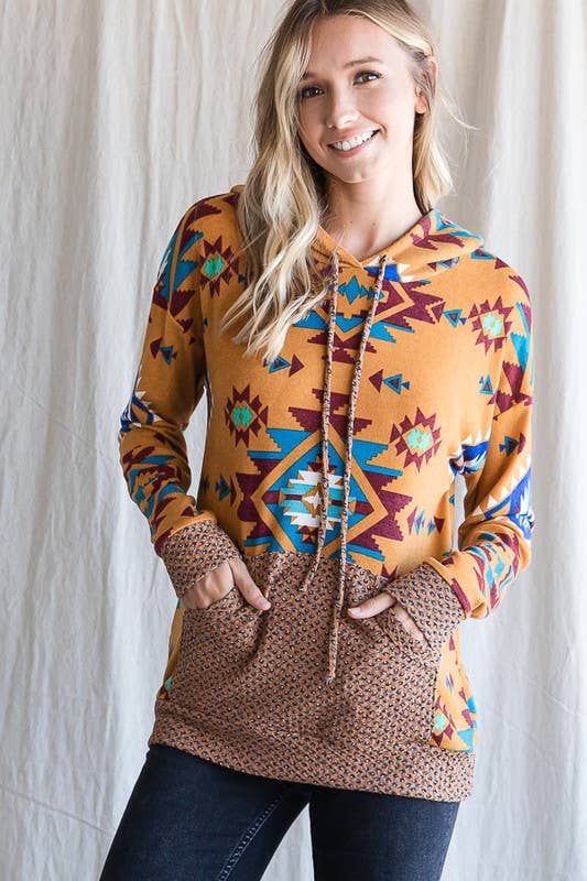 Aztec Print Hoodie Top
