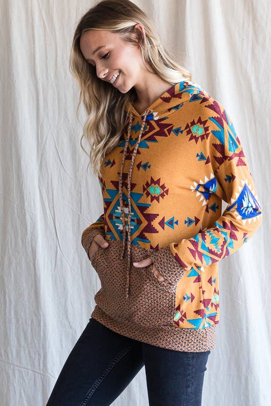Aztec Print Hoodie Top