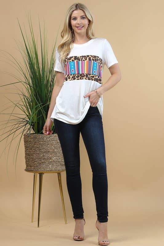 PHOEBE LEOPARD PRINT SERAPE TOP